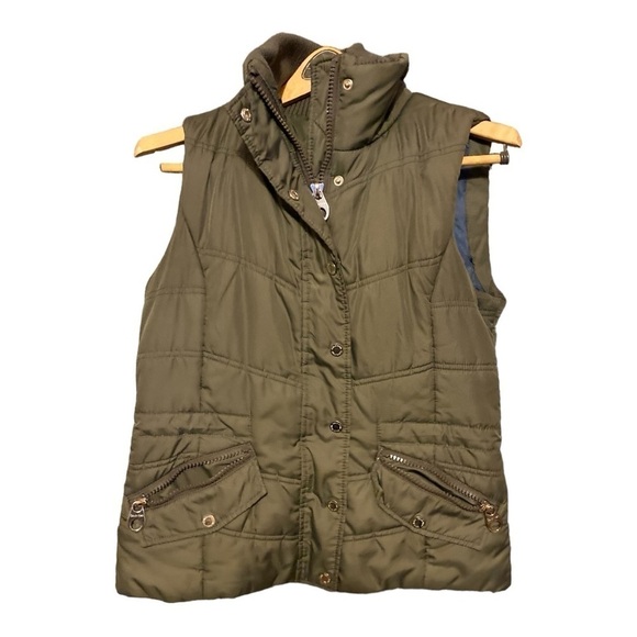 Calvin Klein Women's Small Sleeveless Puffer Jacket Green Full Zip 2 Pocket - Picture 4 of 10